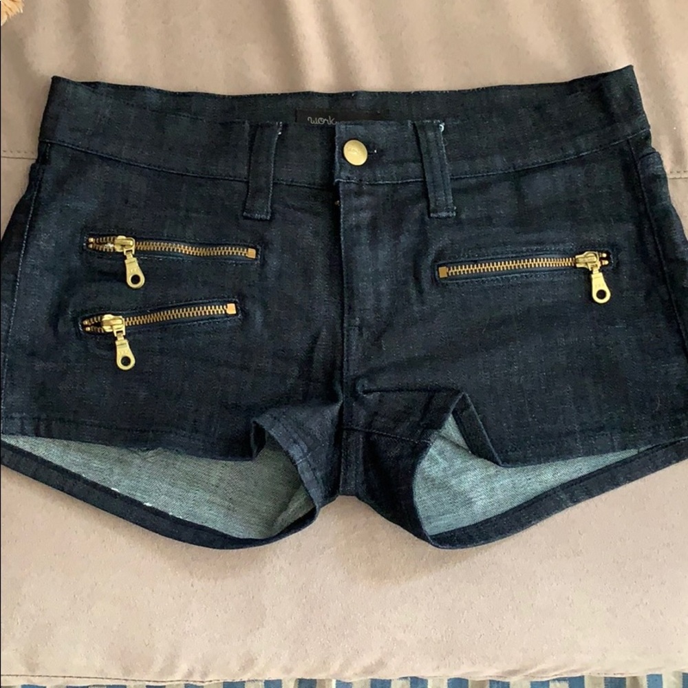 Work Custom Jeans Moto Sport Denim Shorts NWOT